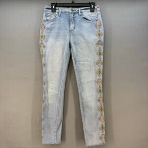 Driftwood Jeans Women's 27x28 (4) Light Blue Jackie High Rise Embroidery Western